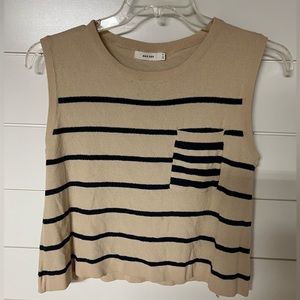Cream and blue striped tank top